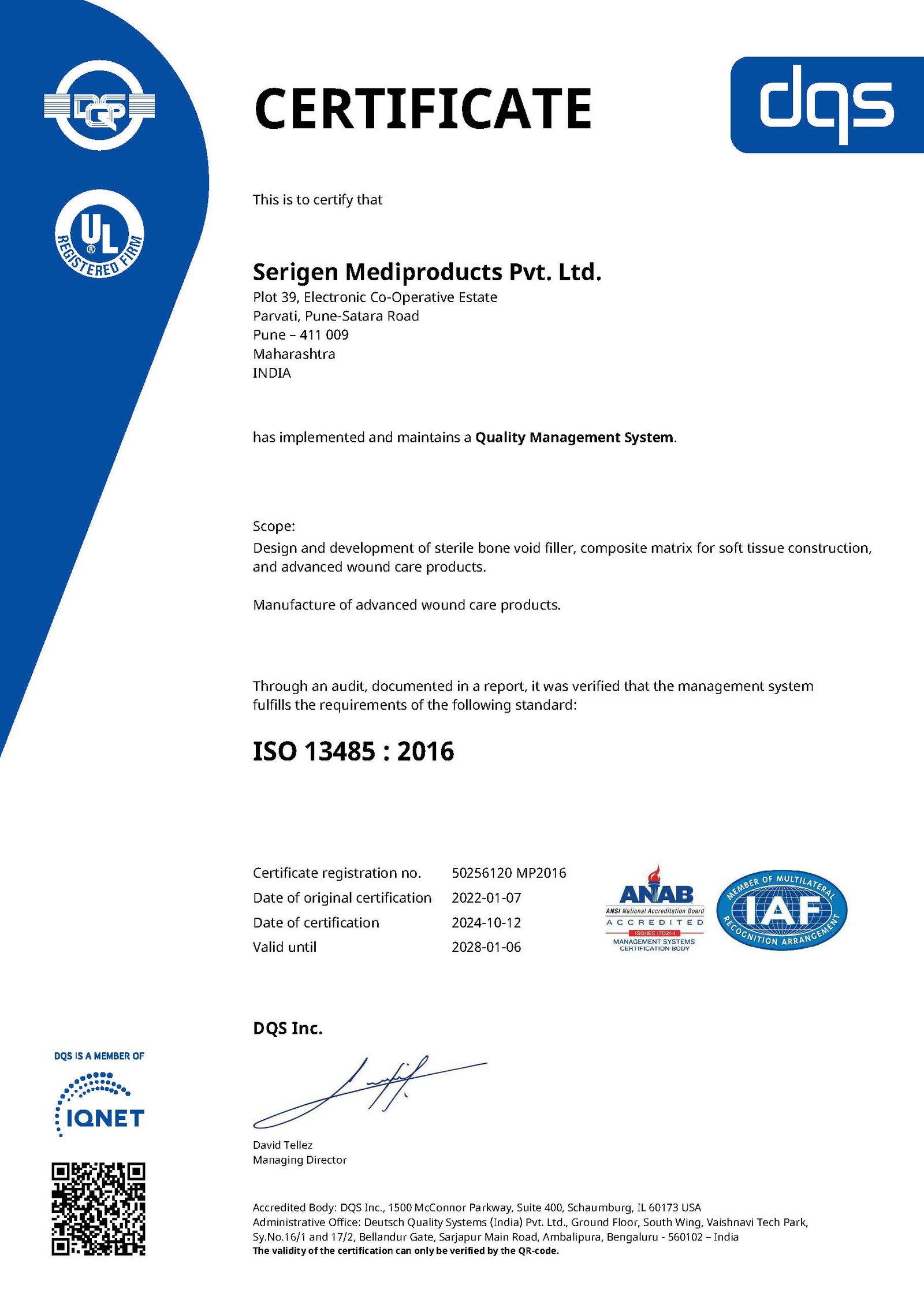 Serigen ISO 13485